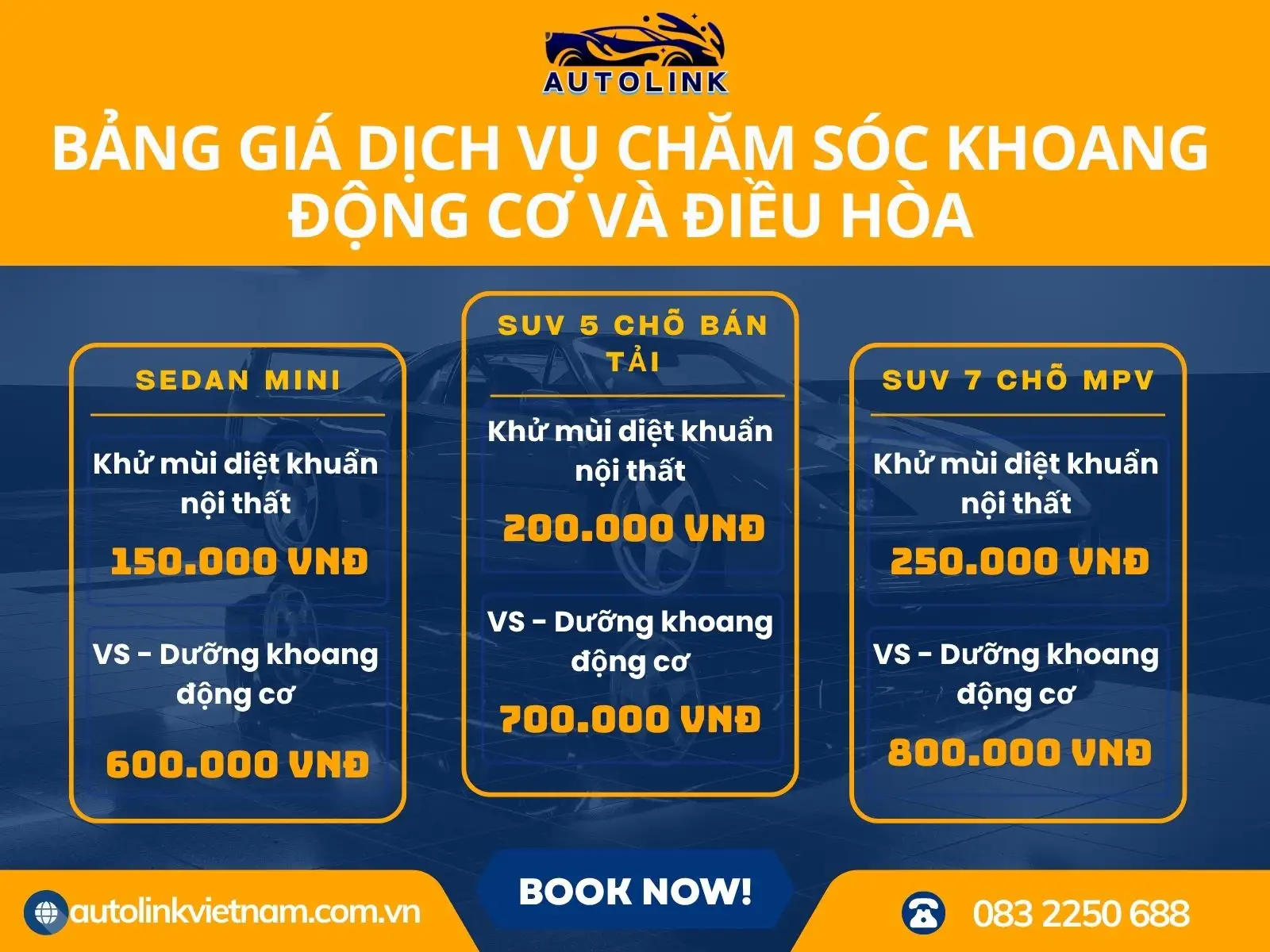 Bảng giá chăm sóc khoang động cơ và điều hòa
