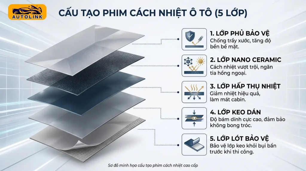 Cấu tạo của phim cách nhiệt Cấu tạo của phim cách nhiệt