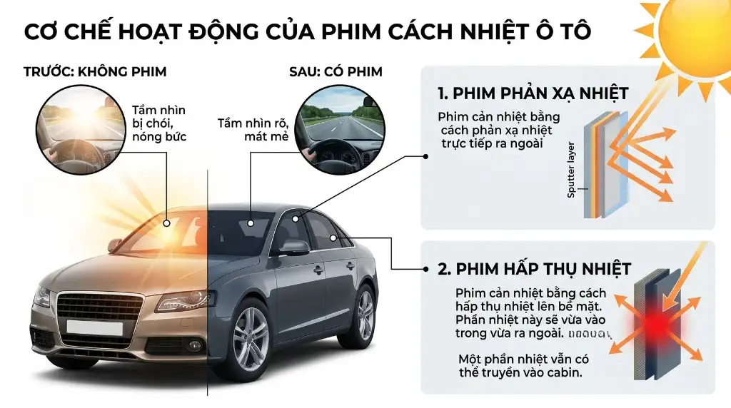 Cơ chế hoạt động của phim cách nhiệt ô tô Cơ chế hoạt động của phim cách nhiệt ô tô