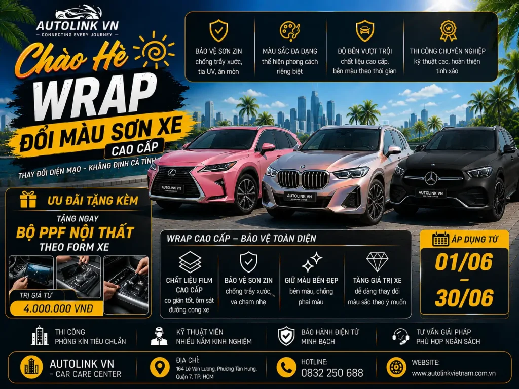 Khuyến mãi hè khi wrap đổi màu xe tại Autolink