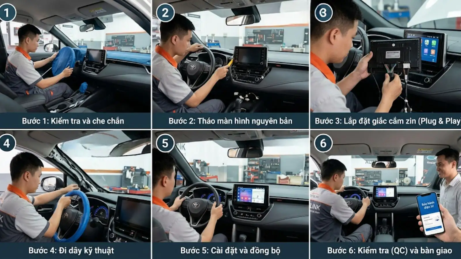 Quy trình lắp đặt màn hình Android ô tô tại Autolink Quận 1