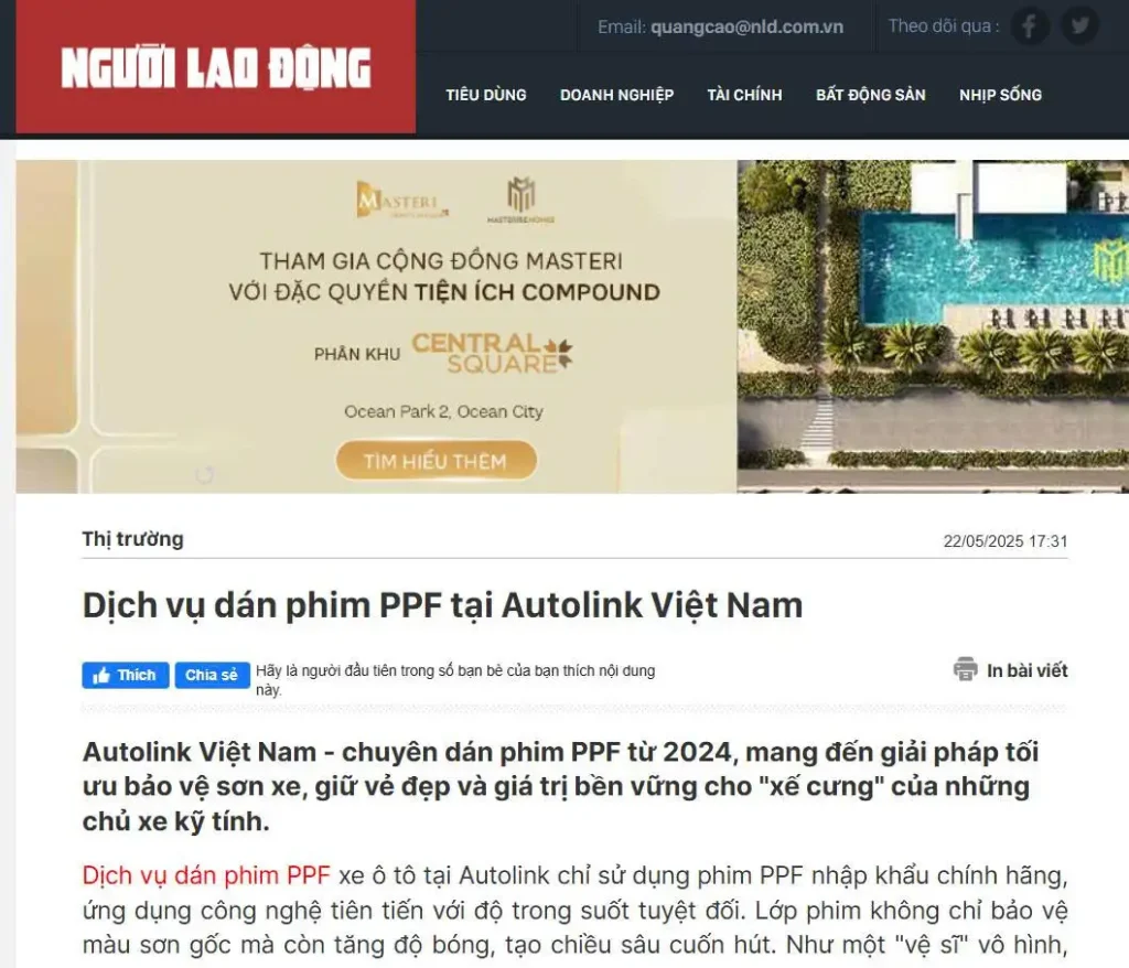 Báo người lao động nói về Autolink Việt Nam