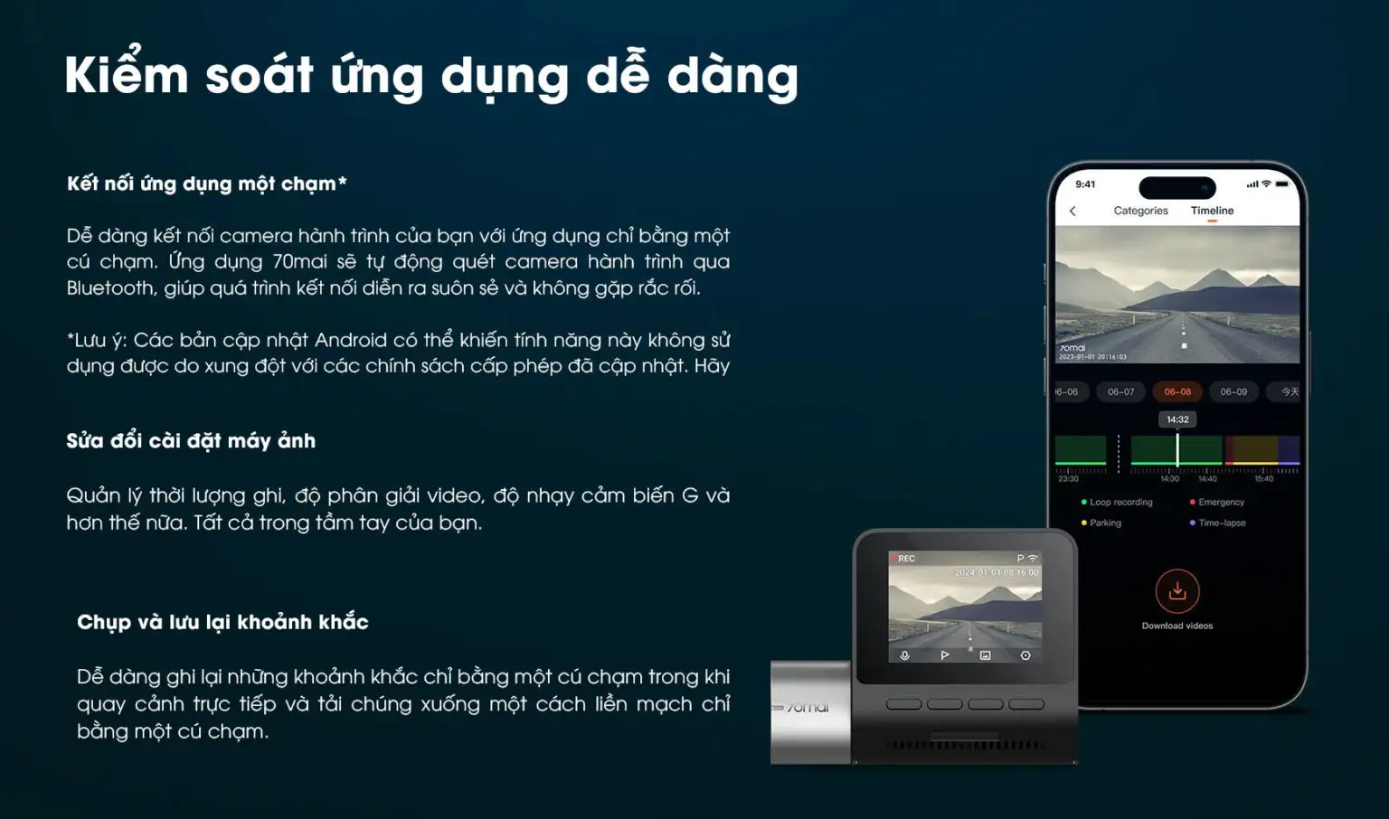 70mai A510 kiem soat ung dung 1536x906 Kết nối qua app 70mai