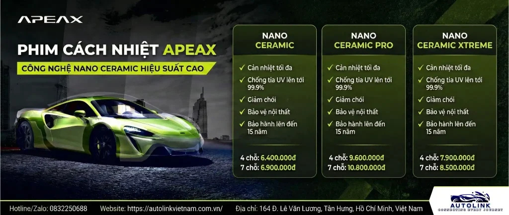 Bảng giá phim cách nhiệt Apeax Bảng giá phim cách nhiệt Apeax