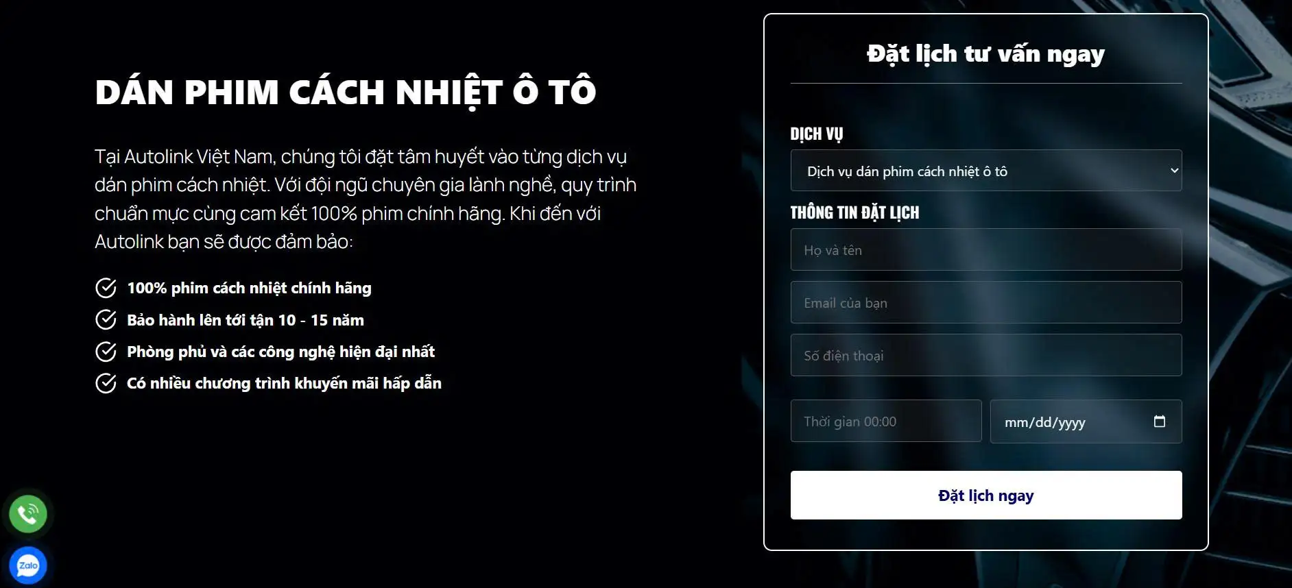 Đặt lịch dán phim cách nhiệt