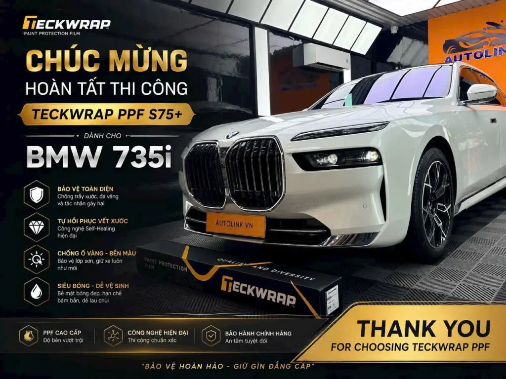 Hoàn tất thi công phim PPF Teckwrap S75+ cho xe BMW 735i
