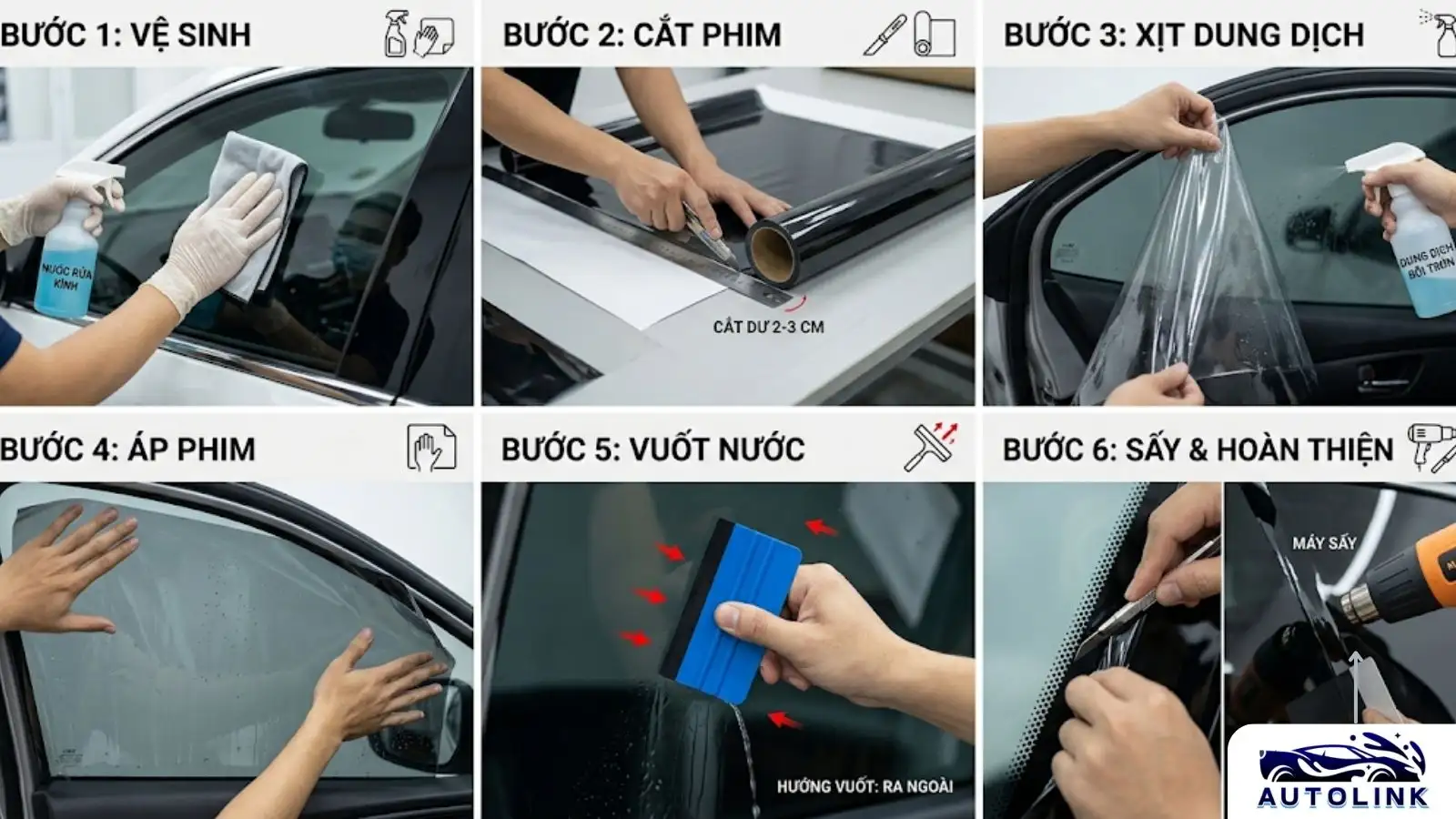 Quy trình 6 bước dán phim cách nhiệt chuẩn chuyên gia