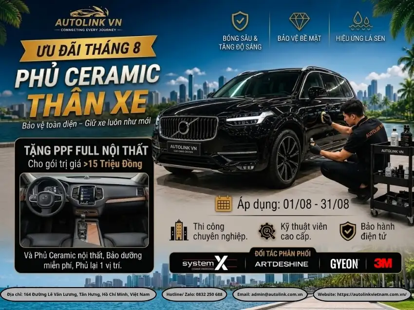 Chương trình khuyến mãi phủ ceramic tháng 8 Chương trình khuyến mãi phủ ceramic tháng 8