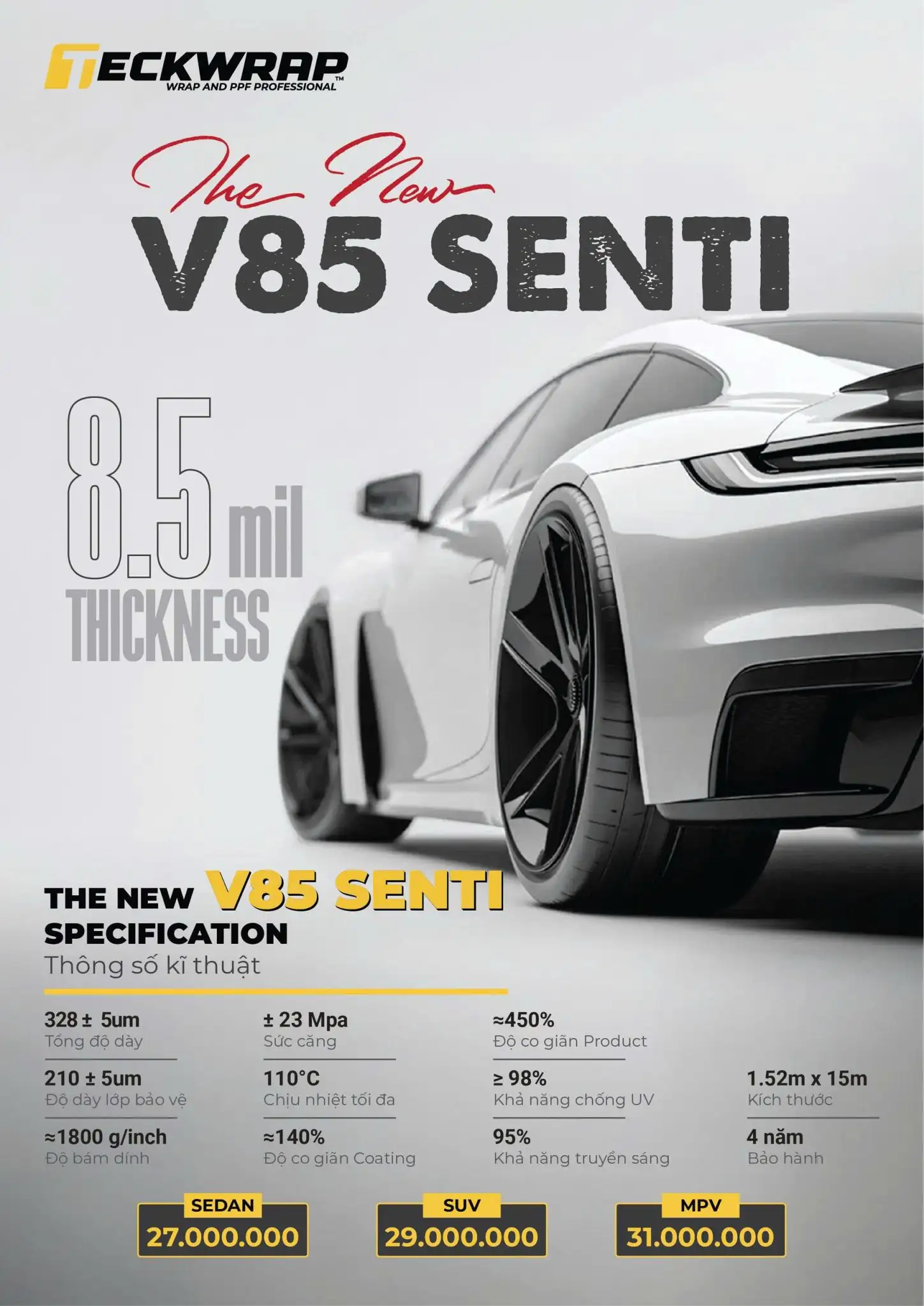 Film PPF Teckwrap V85 Senti Film PPF Teckwrap V85 Senti