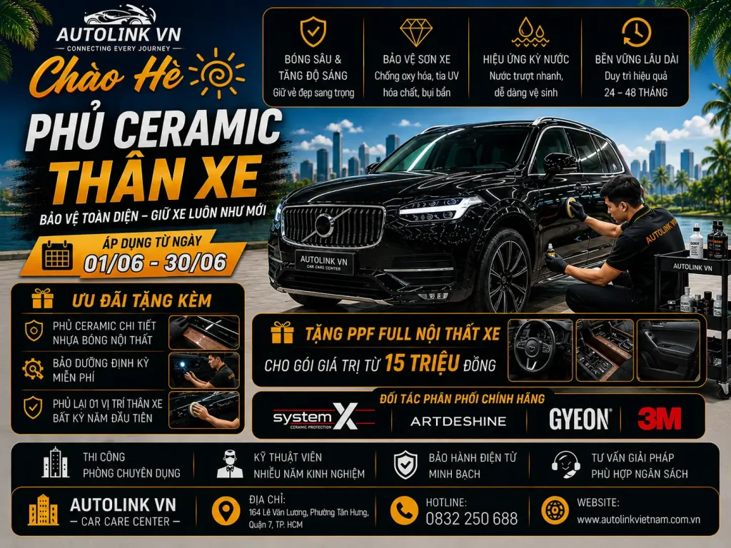 Khuyến mãi hè khi phủ ceramic tại Autolink
