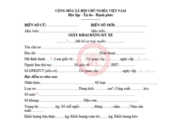 đơn xin đăng ký đổi màu xe ô tô