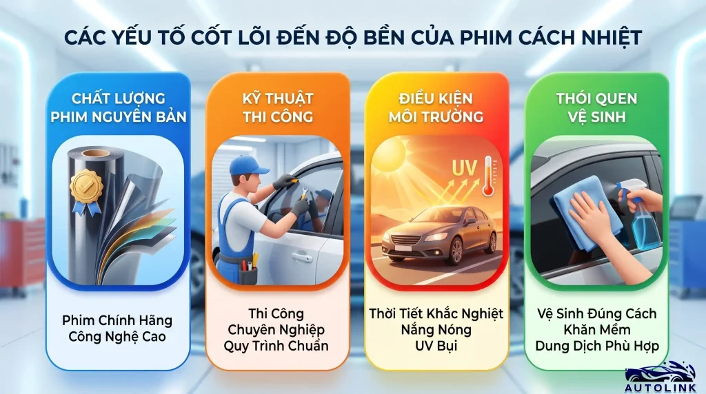 Các yếu tố cốt lõi đến độ bền phim cách nhiệt