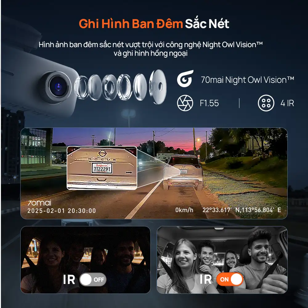 Công nghệ quay ban đêm của camera hành trình 70mai Công nghệ quay ban đêm của camera hành trình 70mai