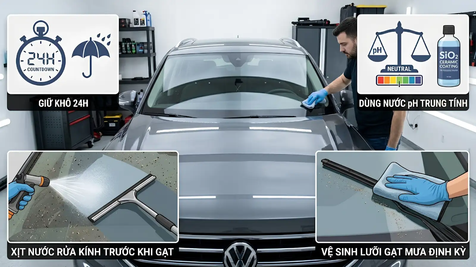 Cách chăm sóc kính lái sau khi phủ ceramic Cách chăm sóc kính lái sau khi phủ ceramic