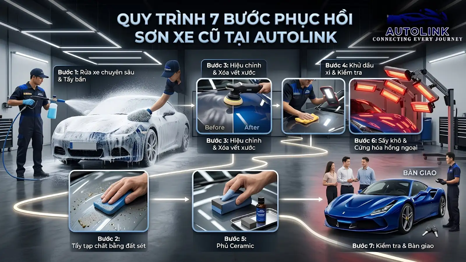 Quy trình 7 bước phục hồi sơn tại Autolink Quy trình 7 bước phục hồi sơn tại Autolink