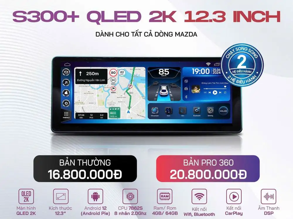 Winca S300+ QLED 2K 12.3 Inch dành cho Mazda