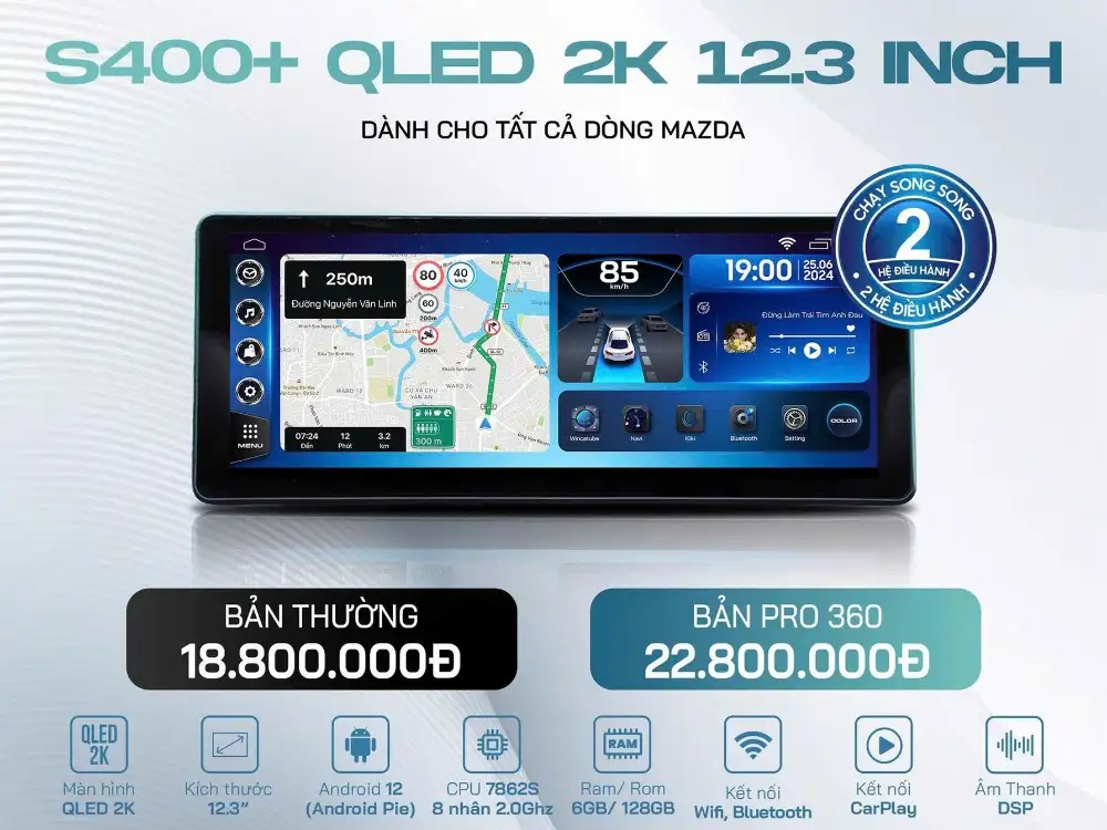 Winca S400+ QLED 2K 12.3 Inch dành cho Mazda