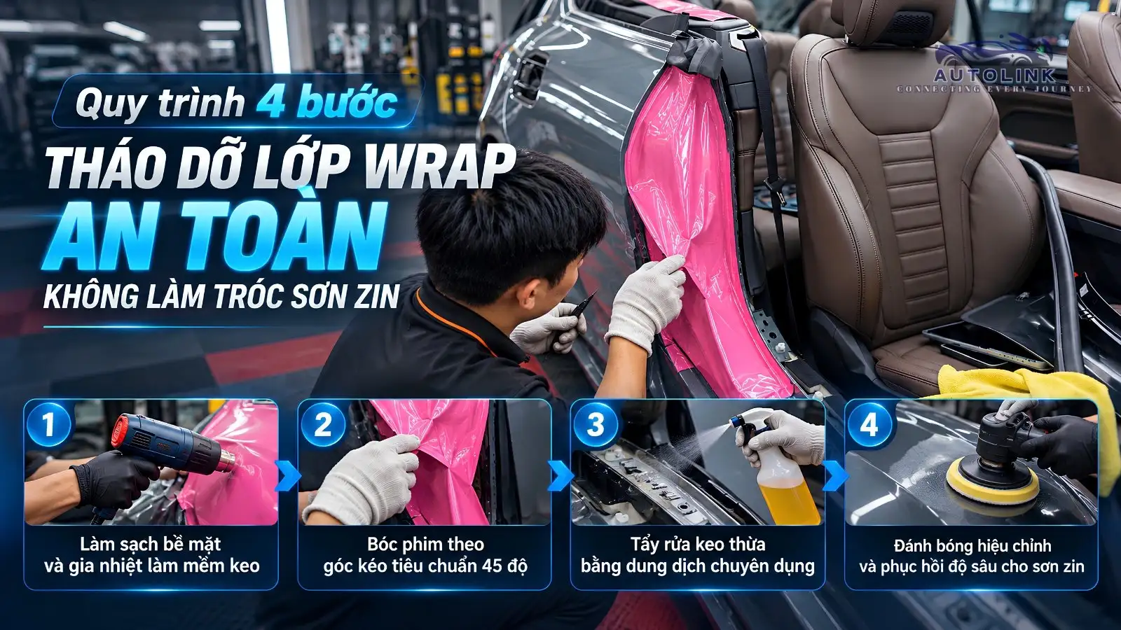 Quy trình tháo wrap an toàn cho sơn xe Quy trình tháo wrap an toàn cho sơn xe